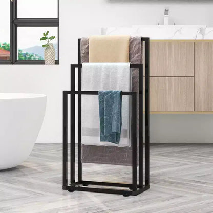 38 H Free Standing Towel Rack, 3 Tier Towel Drying Rack, Steel Blanket Drying and Display Rack for Bathroom Bedroom Hot Tub Gym Pool