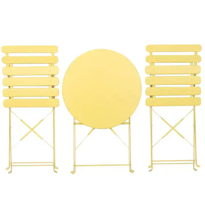 1 set of metal 3-piece set of terrace pub balcony metal chairs and tables yellow