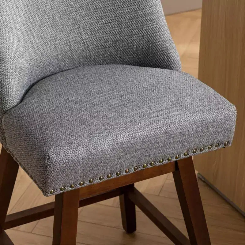 Zeus & Ruta Upholstered Swivel Barstools Set of 2 with 26 Counter Height