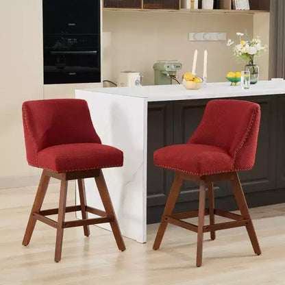 Zeus & Ruta Upholstered Swivel Barstools Set of 2 with 26 Counter Height