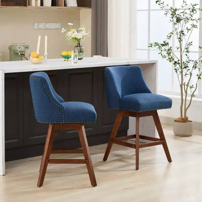 Zeus & Ruta Upholstered Swivel Barstools Set of 2 with 26 Counter Height