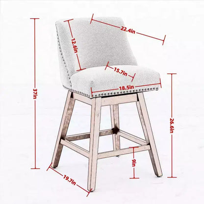 Zeus & Ruta Upholstered Swivel Barstools Set of 2 with 26 Counter Height
