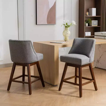 Zeus & Ruta Upholstered Swivel Barstools Set of 2 with 26 Counter Height