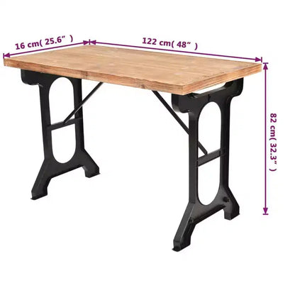 vidaXL Tavolo da pranzo in legno massello di abete 48x25.6x32.3