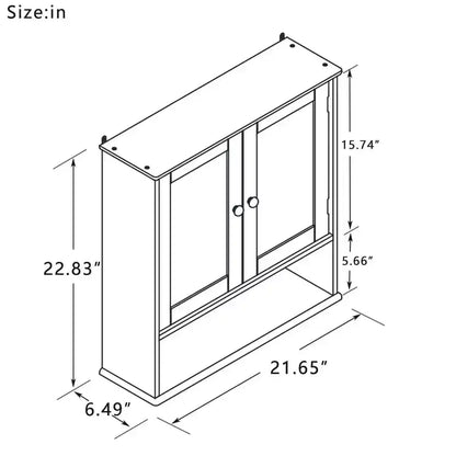 Wall-mounted medicine cabinet with double mirror doors, adjustable shelves, and open shelfwhite wood, 17.69, perfect for bathroom or kitchen.