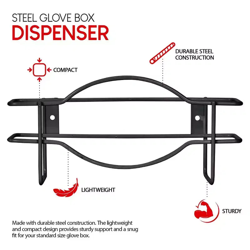 Stock Your Home Dispenser Singolo per Guanti/Fazzoletti in Metallo, Nero