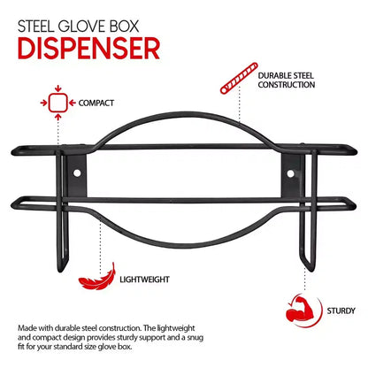 Stock Your Home Dispenser Singolo per Guanti/Fazzoletti in Metallo, Nero