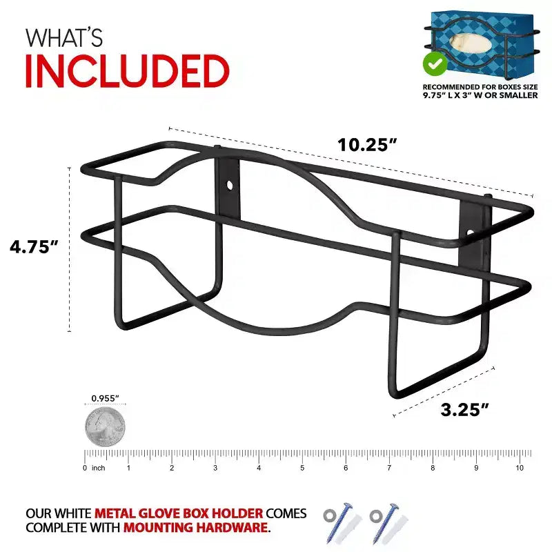Stock Your Home Dispenser Singolo per Guanti/Fazzoletti in Metallo, Nero