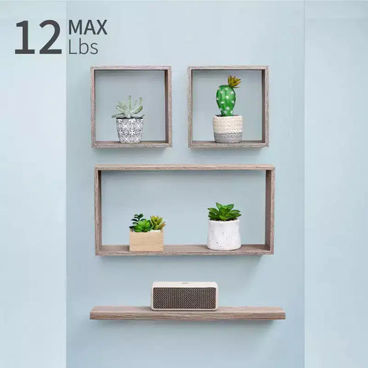 17.7 Maple Floating Shelf C invisible-bracket wood wall mount, perfect bathroom/bedroom/kitchen dcor or book/plant display, easy install.