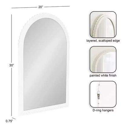 Specchio ad arco in legno Scallia Kate and Laurel, bianco, 20x30