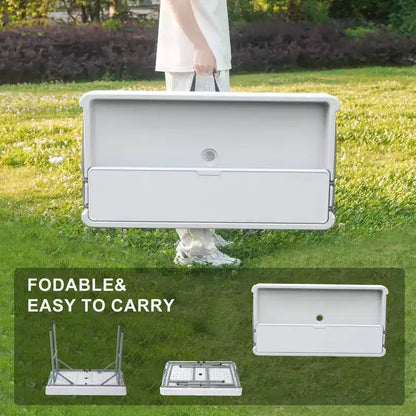 Tavolo pieghevole refrigeratore da esterno con ripiano extra, tavoli ghiacciaia per feste con scarico e gonna coordinata, tavolino rinfrescante per campeggio, picnic