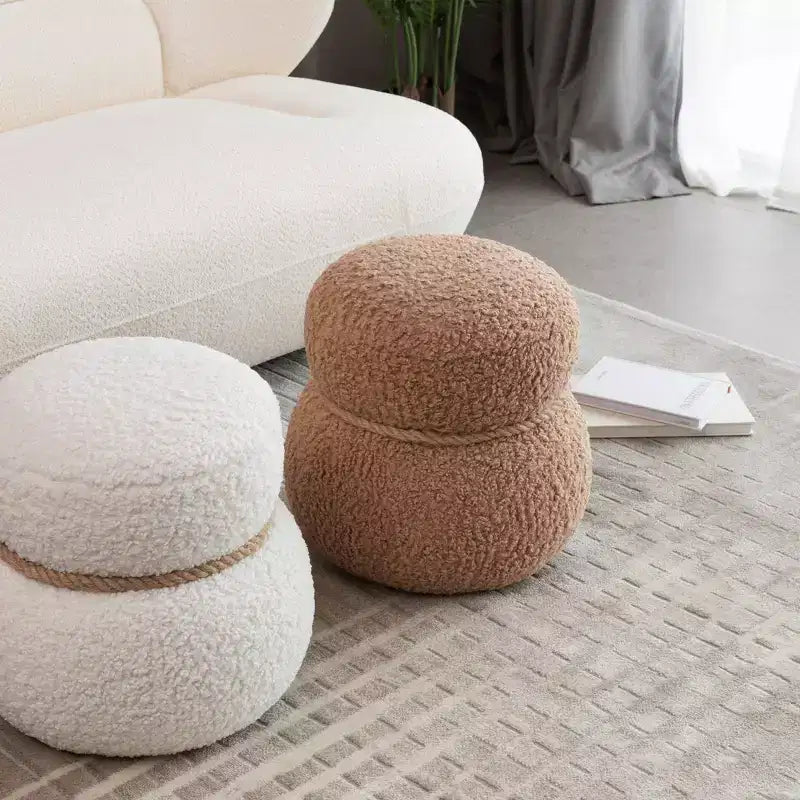 TUYOHW 17.3 Chic Snowman Stool, Sgabello Carino Poggiapiedi, Pouf d'accento per Soggiorno, Poggiapiedi in Broccato con Capacità di 150 libbre