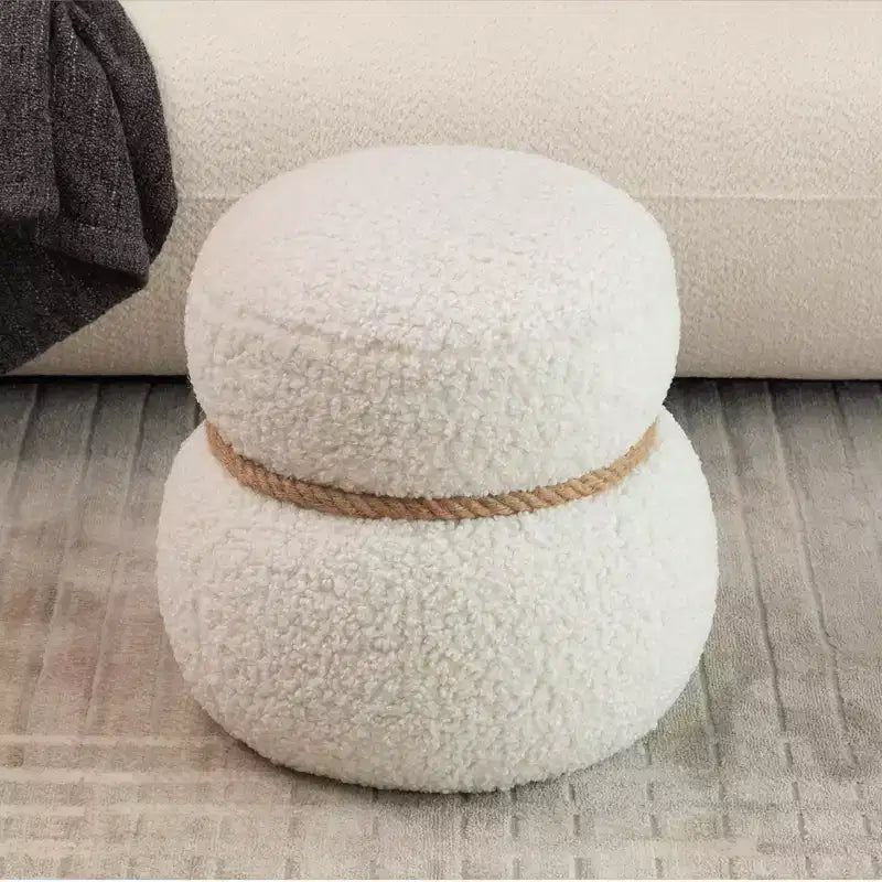 TUYOHW 17.3 Chic Snowman Stool,Cute Footrest Stool,Accent Ottoman for Living Room,Broadcloth Pleat Footstools with 150lbs Capacity