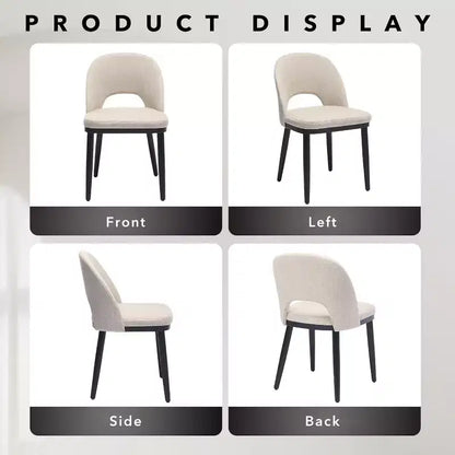 Wooden Dining Chairs, Upholstered Kitchen Dining Room Chair, Modern Linen Fabric Dinner Chair Support for Living Room, Beige