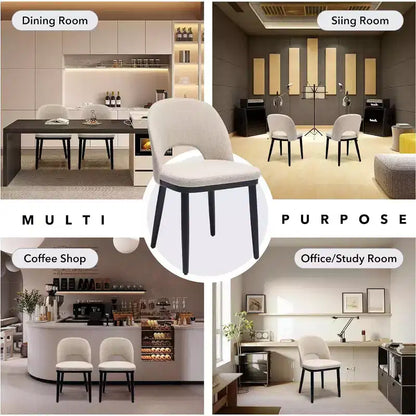 Wooden Dining Chairs, Upholstered Kitchen Dining Room Chair, Modern Linen Fabric Dinner Chair Support for Living Room, Beige