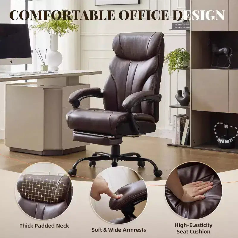 Sedia ergonomica da ufficio, sedia da gaming in PU, altezza regolabile, reclinabile da 90 a 135 gradi, schienale con ruote girevoli a 360 gradi, capacità di 350 libbre per l'ufficio
