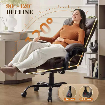 Sedia ergonomica da ufficio, sedia da gaming in PU, altezza regolabile, reclinabile da 90 a 135 gradi, schienale con ruote girevoli a 360 gradi, capacità di 350 libbre per l'ufficio