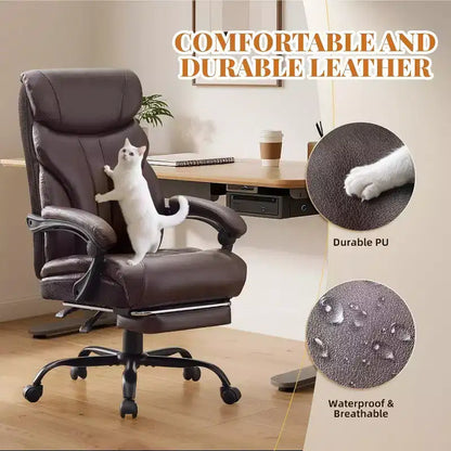 Sedia ergonomica da ufficio, sedia da gaming in PU, altezza regolabile, reclinabile da 90 a 135 gradi, schienale con ruote girevoli a 360 gradi, capacità di 350 libbre per l'ufficio