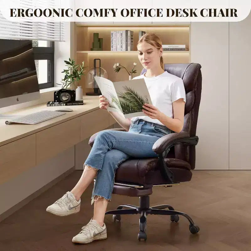 Sedia ergonomica da ufficio, sedia da gaming in PU, altezza regolabile, reclinabile da 90 a 135 gradi, schienale con ruote girevoli a 360 gradi, capacità di 350 libbre per l'ufficio