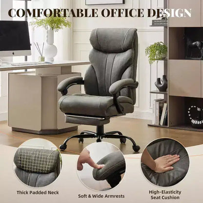 Sedia ergonomica da ufficio, sedia da gaming in PU, altezza regolabile, reclinabile da 90 a 135 gradi, schienale con ruote girevoli a 360 gradi, capacità di 350 libbre per l'ufficio