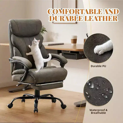 Sedia ergonomica da ufficio, sedia da gaming in PU, altezza regolabile, reclinabile da 90 a 135 gradi, schienale con ruote girevoli a 360 gradi, capacità di 350 libbre per l'ufficio