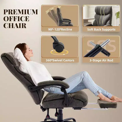 Sedia ergonomica da ufficio, sedia da gaming in PU, altezza regolabile, reclinabile da 90 a 135 gradi, schienale con ruote girevoli a 360 gradi, capacità di 350 libbre per l'ufficio