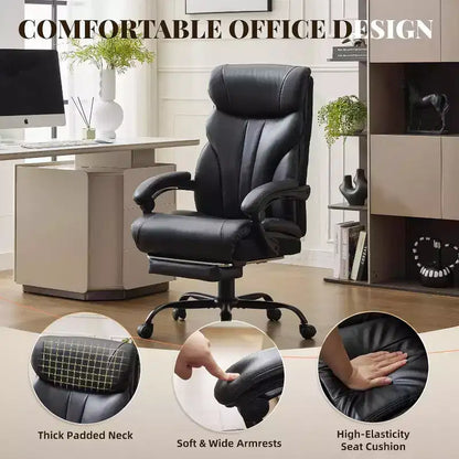 Sedia ergonomica da ufficio, sedia da gaming in PU, altezza regolabile, reclinabile da 90 a 135 gradi, schienale con ruote girevoli a 360 gradi, capacità di 350 libbre per l'ufficio