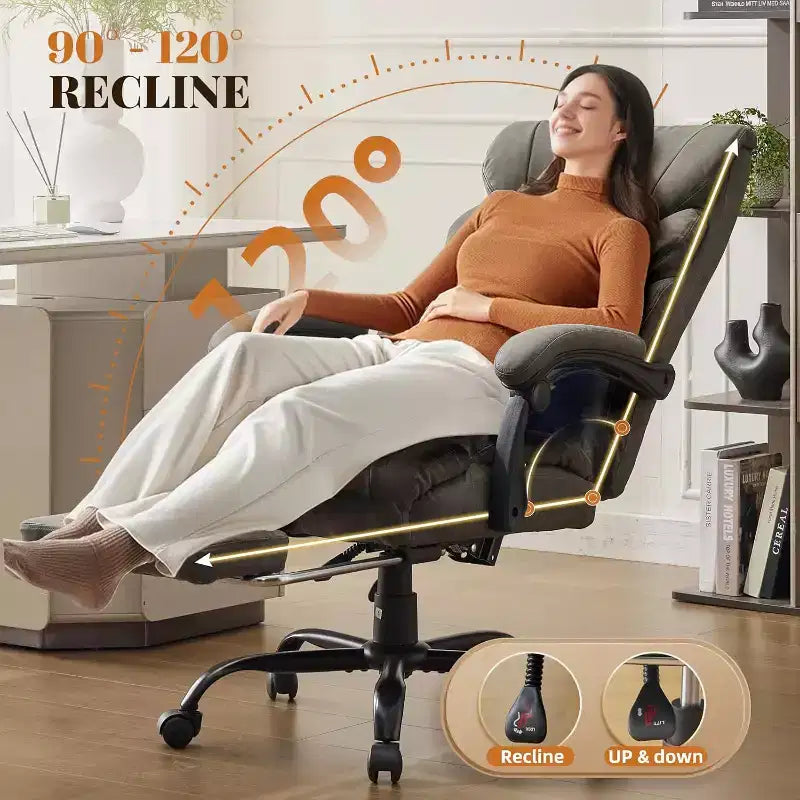 Sedia ergonomica da ufficio, sedia da gaming in PU, altezza regolabile, reclinabile da 90 a 135 gradi, schienale con ruote girevoli a 360 gradi, capacità di 350 libbre per l'ufficio