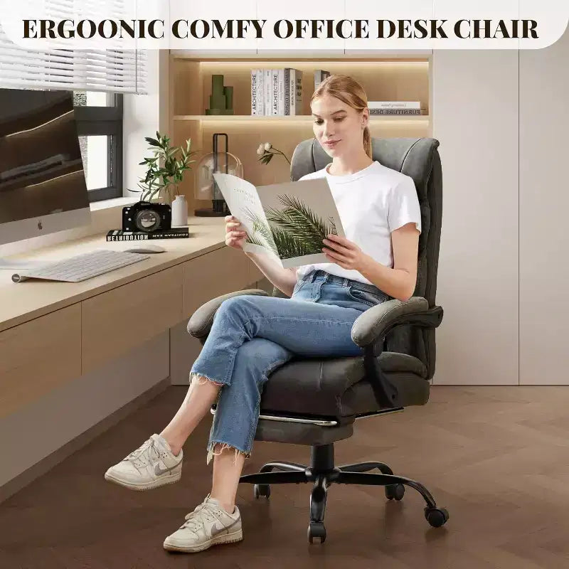 Sedia ergonomica da ufficio, sedia da gaming in PU, altezza regolabile, reclinabile da 90 a 135 gradi, schienale con ruote girevoli a 360 gradi, capacità di 350 libbre per l'ufficio