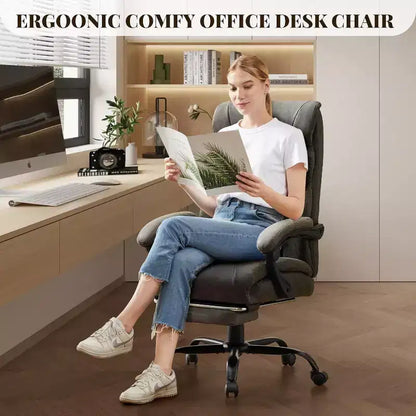 Sedia ergonomica da ufficio, sedia da gaming in PU, altezza regolabile, reclinabile da 90 a 135 gradi, schienale con ruote girevoli a 360 gradi, capacità di 350 libbre per l'ufficio