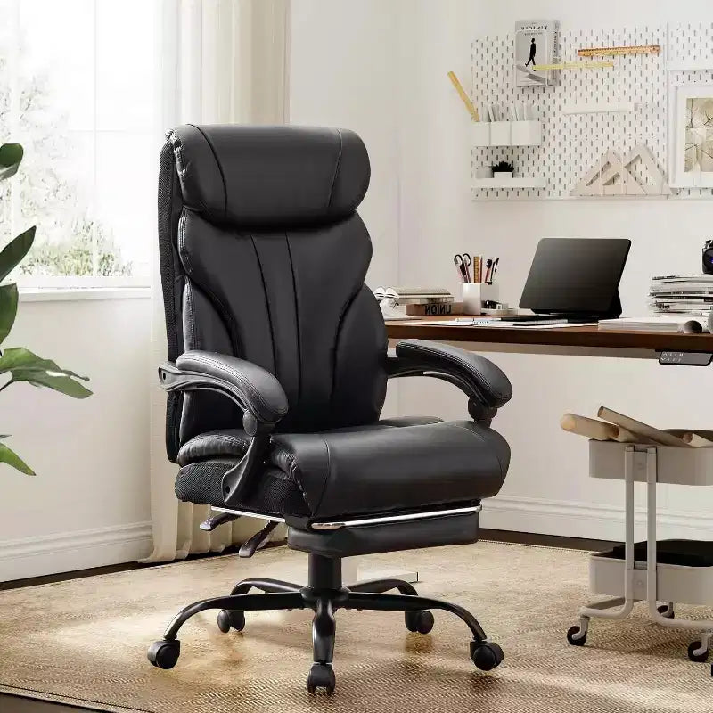 Sedia ergonomica da ufficio, sedia da gaming in PU, altezza regolabile, reclinabile da 90 a 135 gradi, schienale con ruote girevoli a 360 gradi, capacità di 350 libbre per l'ufficio