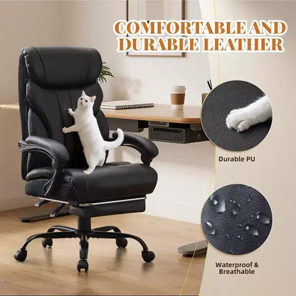 Sedia ergonomica da ufficio, sedia da gaming in PU, altezza regolabile, reclinabile da 90 a 135 gradi, schienale con ruote girevoli a 360 gradi, capacità di 350 libbre per l'ufficio