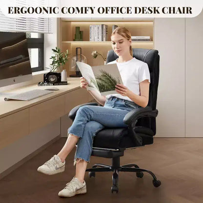 Sedia ergonomica da ufficio, sedia da gaming in PU, altezza regolabile, reclinabile da 90 a 135 gradi, schienale con ruote girevoli a 360 gradi, capacità di 350 libbre per l'ufficio