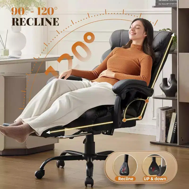 Sedia ergonomica da ufficio, sedia da gaming in PU, altezza regolabile, reclinabile da 90 a 135 gradi, schienale con ruote girevoli a 360 gradi, capacità di 350 libbre per l'ufficio