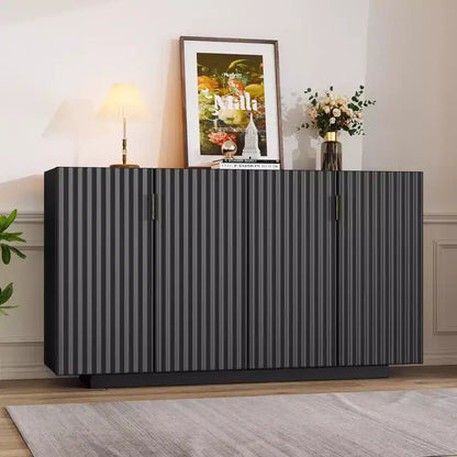Madia Buffet Clihome con ante scanalate e ampio spazio contenitore, mobile credenza con ripiani regolabili