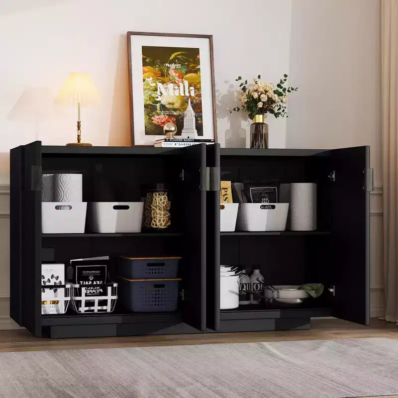 Madia Buffet Clihome con ante scanalate e ampio spazio contenitore, mobile credenza con ripiani regolabili
