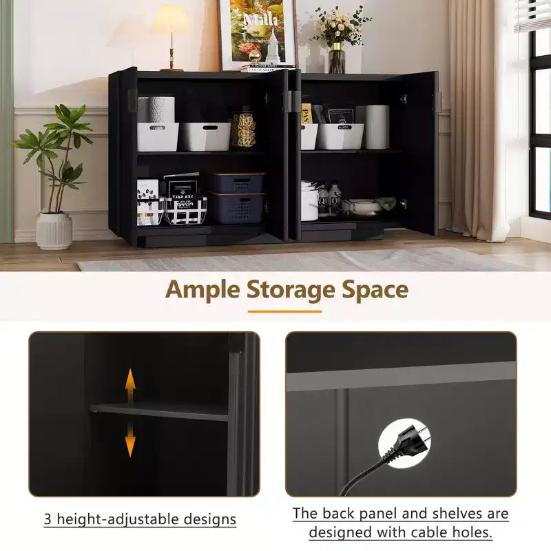 Madia Buffet Clihome con ante scanalate e ampio spazio contenitore, mobile credenza con ripiani regolabili