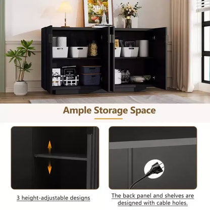 Madia Buffet Clihome con ante scanalate e ampio spazio contenitore, mobile credenza con ripiani regolabili