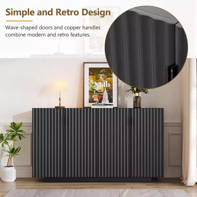 Madia Buffet Clihome con ante scanalate e ampio spazio contenitore, mobile credenza con ripiani regolabili