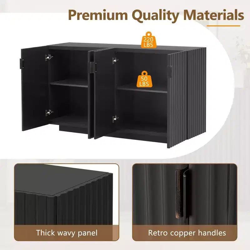 Madia Buffet Clihome con ante scanalate e ampio spazio contenitore, mobile credenza con ripiani regolabili