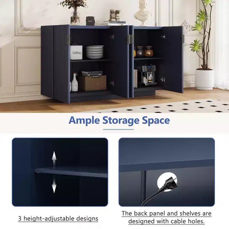 Madia Buffet Clihome con ante scanalate e ampio spazio contenitore, mobile credenza con ripiani regolabili