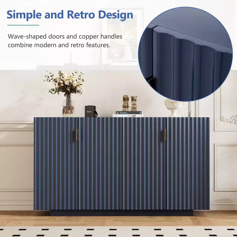 Madia Buffet Clihome con ante scanalate e ampio spazio contenitore, mobile credenza con ripiani regolabili