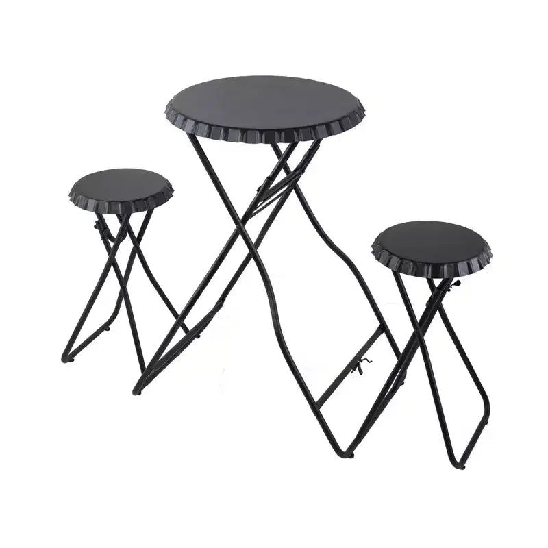 Tavolino nero pieghevole con due sedie 57,5x23,6x39,8