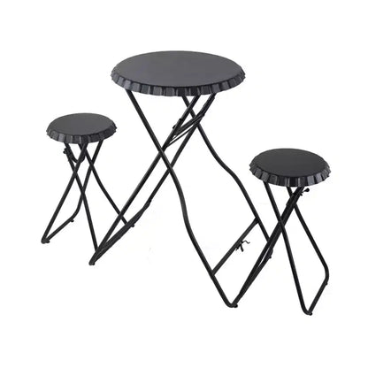 Tavolino nero pieghevole con due sedie 57,5x23,6x39,8