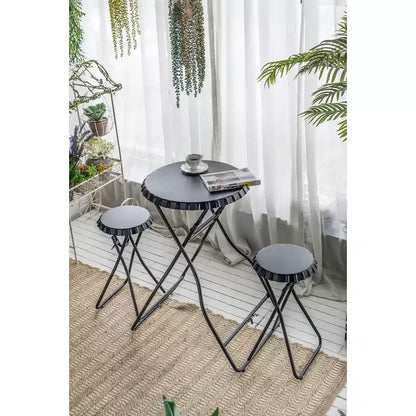 Tavolino nero pieghevole con due sedie 57,5x23,6x39,8