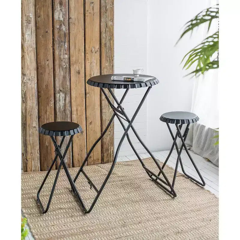 Tavolino nero pieghevole con due sedie 57,5x23,6x39,8