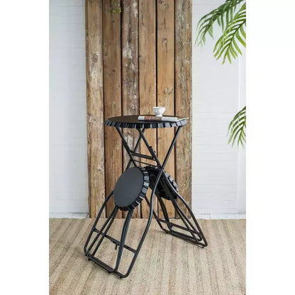 Tavolino nero pieghevole con due sedie 57,5x23,6x39,8