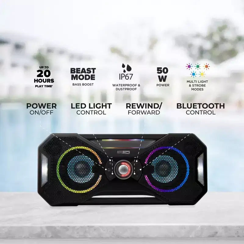Altec Lansing Mix 2.0 - Altoparlante portatile Bluetooth impermeabile con bassi potenti per viaggi e uso esterno
