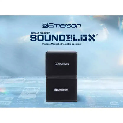 Altoparlanti Bluetooth magnetici impilabili wireless Emerson EAS-3006-BK Sound Blox, connessione istantanea, audio multi-room, ricarica USB-C, subwoofer integrato