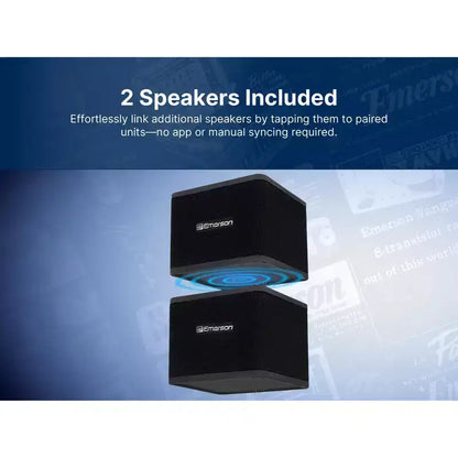 Altoparlanti Bluetooth magnetici impilabili wireless Emerson EAS-3006-BK Sound Blox, connessione istantanea, audio multi-room, ricarica USB-C, subwoofer integrato